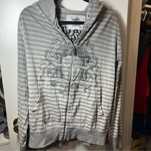 Express Gray Striped Hoodie